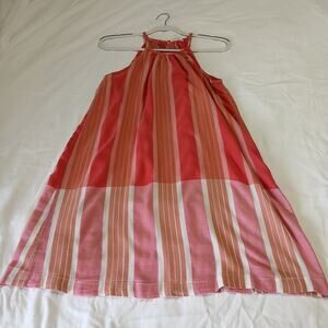 Lou & Grey Sz M A-Line Pink Striped Halter Dress